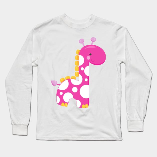 Cute Giraffe, Baby Giraffe, Pink Giraffe, Animal Long Sleeve T-Shirt by Jelena Dunčević